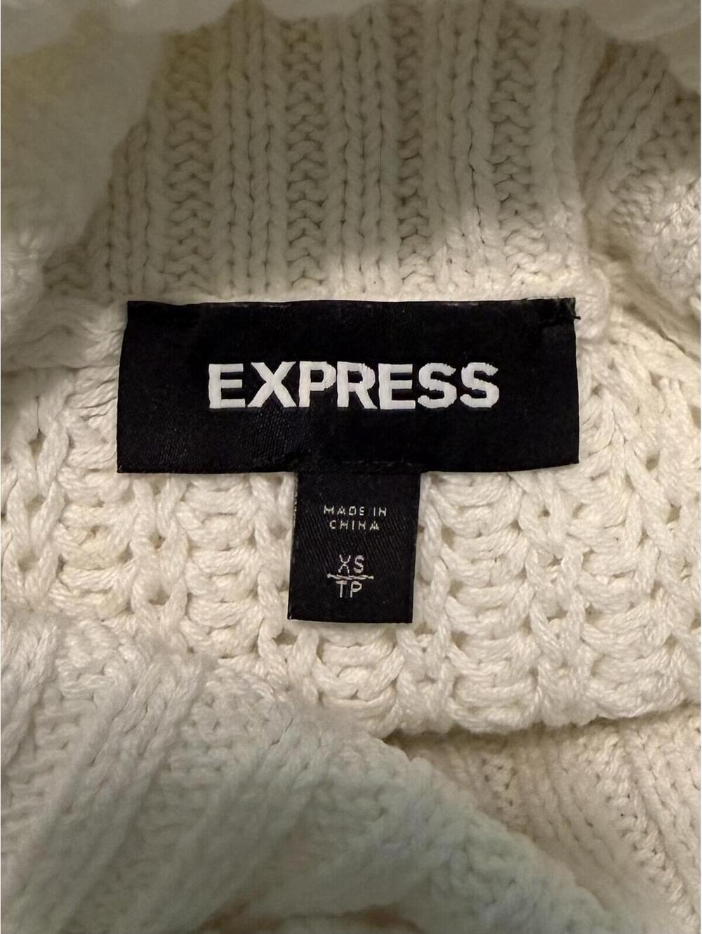 Express Ivory Cable Knit Tunic Sweater Turtleneck/Cowl Neck Pullover, Size XS - Picture 4 of 5